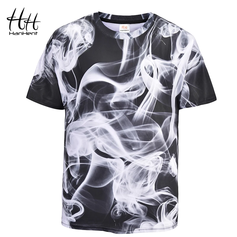 

HanHent 2018 New Art Smoke Funny 3D Men's T-shirt Streetwear Casual Clothing Fashion Trend Brand O-Neck Men's shirts TD0012