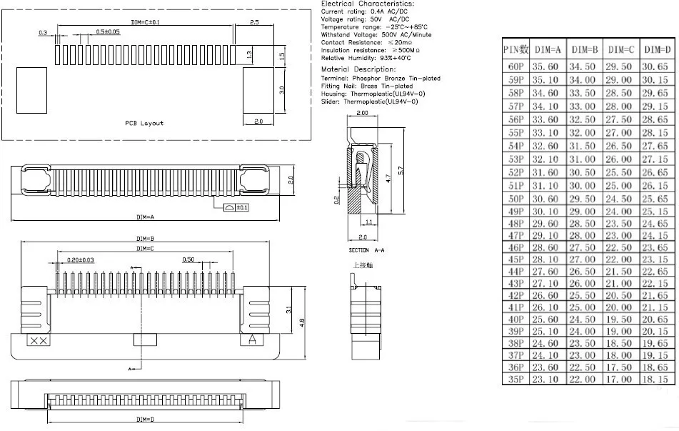 0.5mm Drawer Type Top Contact (2)