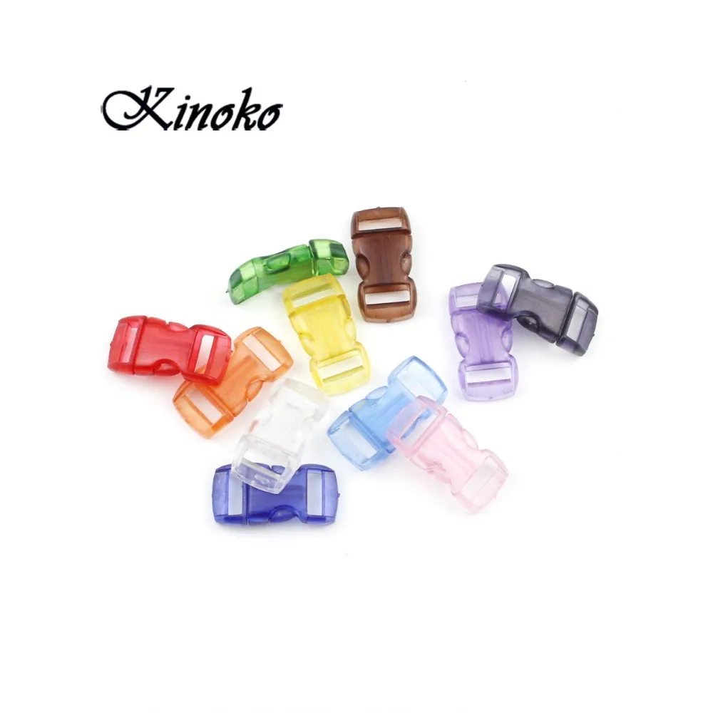 

30pcs Webbing 3/8" 10mm Transparent Mixed Color Plastic Curve Side Release Buckles For Paracord Bracelet Dog Collar #A020