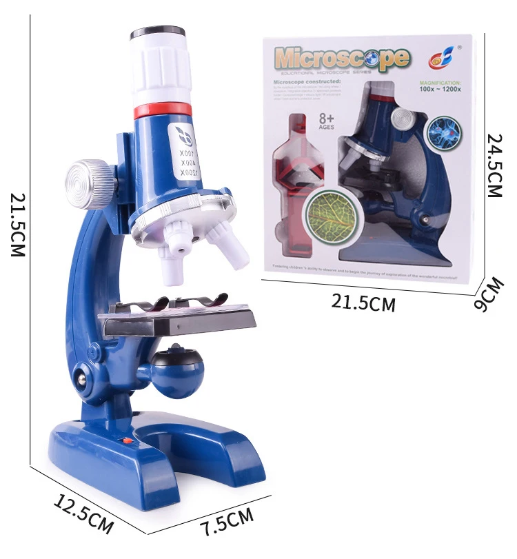 Детский микроскоп, научный набор для детей, для обучения начинающих, светодиодный, 100X 400X 1200X и держатель для телефона, увеличение, детская игрушка