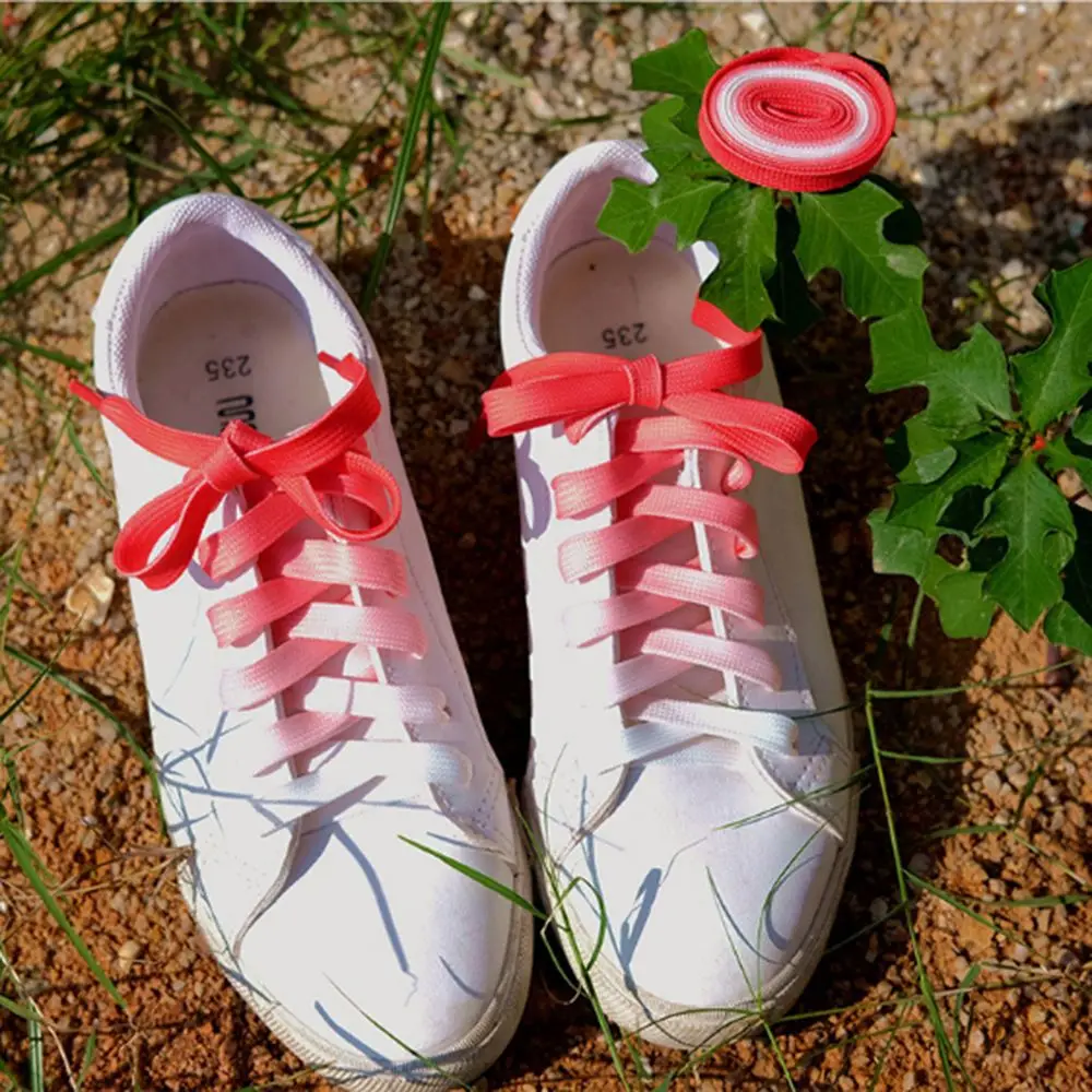 

1pair Flat Candy Color Gradient Changing Colors Shoe Laces Party Camping Boots Shoelace Canvas Strings Growing Shoelaces