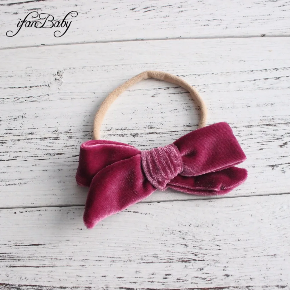 Velvet Bow Girl Nylon Headband 9