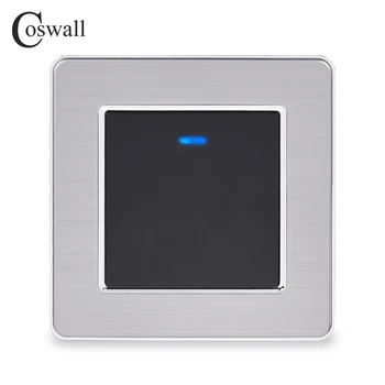 

Coswall Stainless Steel Panel 1 Gang 1 Way Light Switch On / Off Wall Switch With LED Indicator 16A Black Gold Color