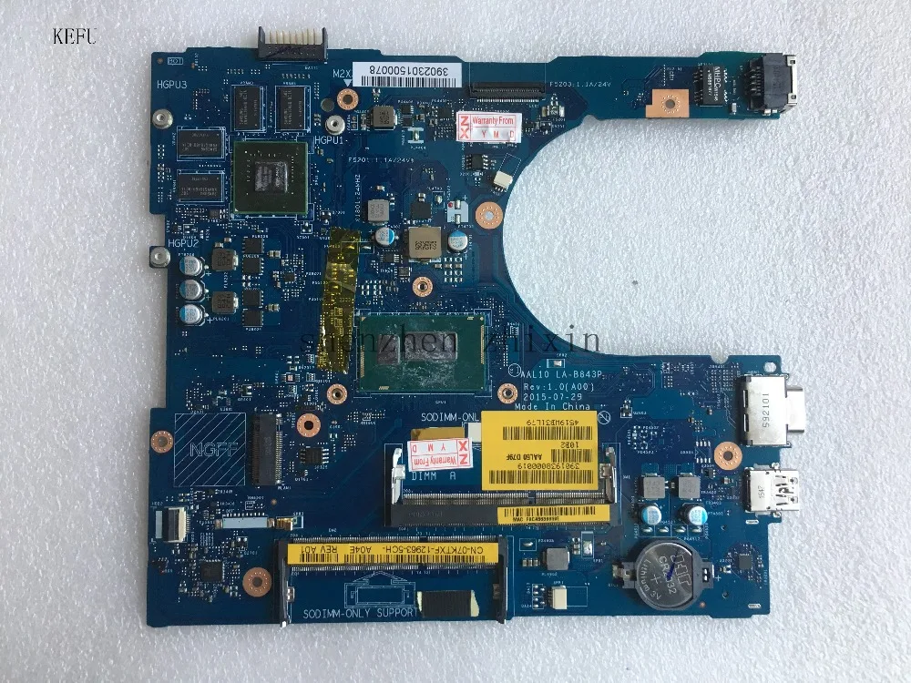 KEFU для Dell Inspiron 15 5458 5558 5758 материнская плата ноутбука I5 5250U CPU AAL10 LA B843P CN 01MX3Y плата|Материнские платы| |