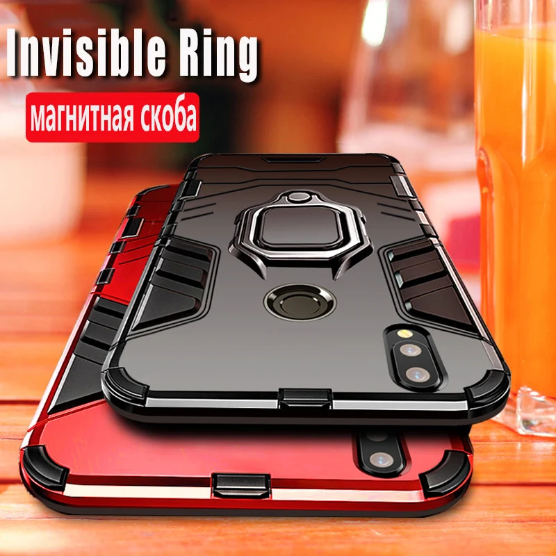 Shockproof Armor Case For Huawei Y7 2019 With Holder Soft TPU+PC Cover Accessory Prime On Pro Fundas | Мобильные телефоны и
