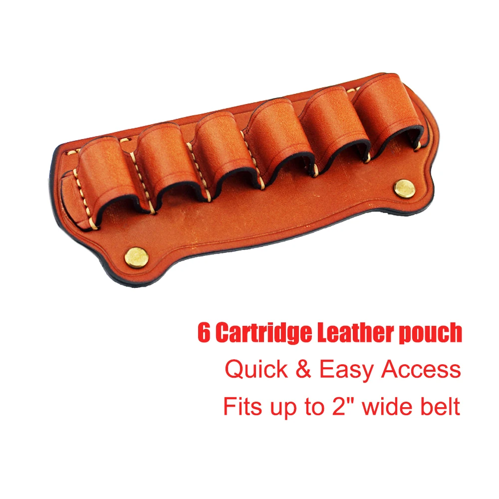 

Tactical Hunting Magazine Pouch 6 Cartridge Leather Hunting Bandolier 12 Gauge Ammo Bag Shotgun Shell Holder Cartridge Belt