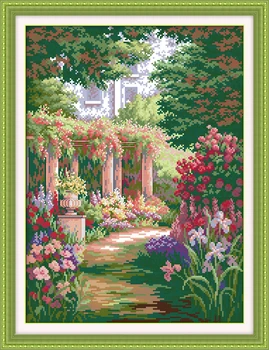 

scenery Romantic backyard garden (2) home decor Cross Stitch kits 14ct white 11ct print embroidery DIY handmade needlework wall