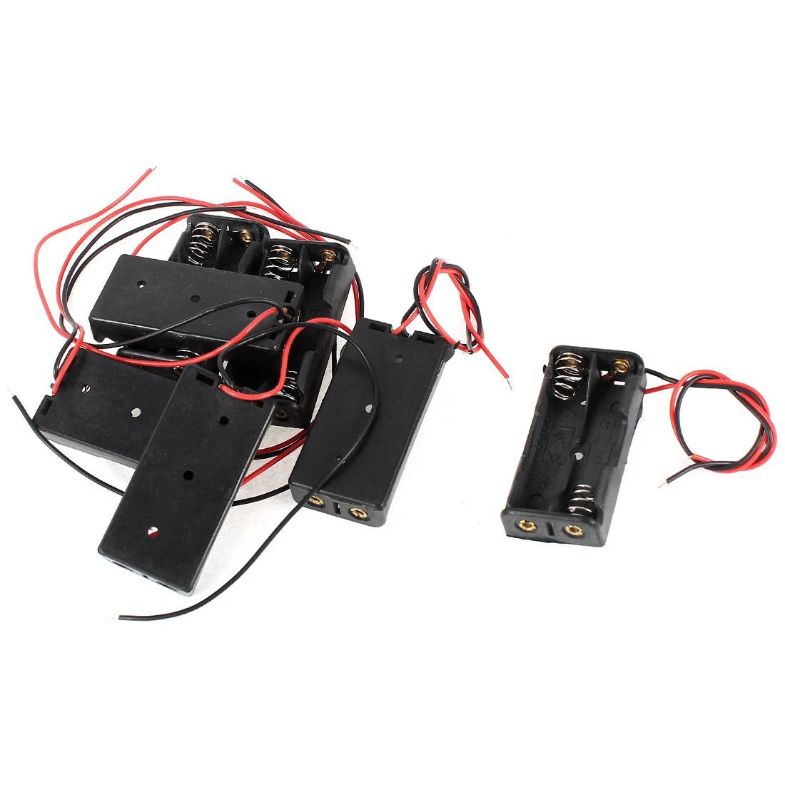 

7Pcs Black Red 2-Wire Cable Connectors 2x AAA Battery Box Case Holder