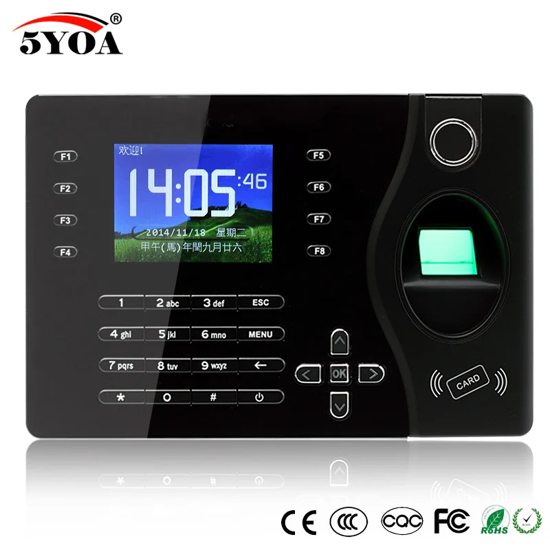 

TCP IP Biometric Fingerprint Time Attendance Clock Recorder Employee Digital Electronic English Reader Machine USB RFID ID Card