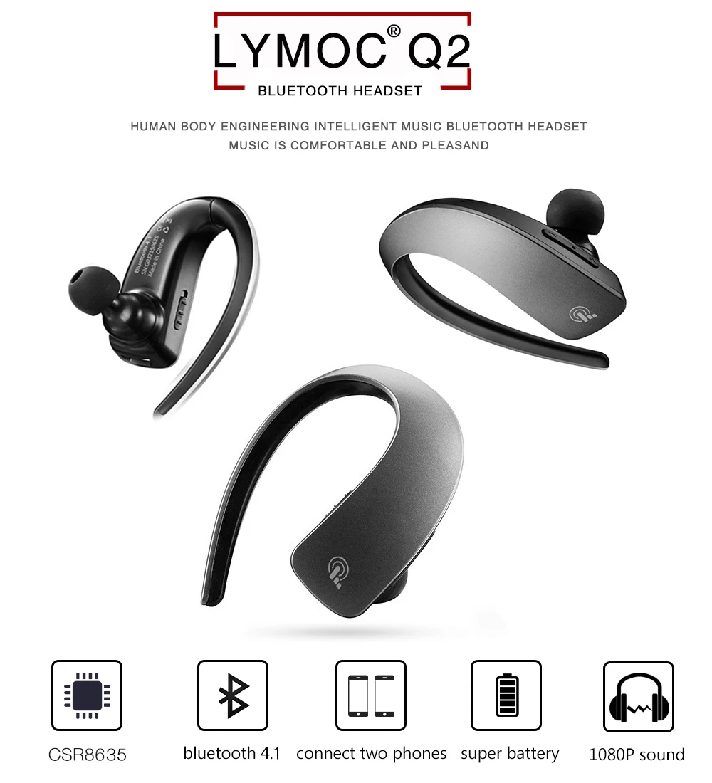 Lymoc Q2, оригинальные Bluetooth наушники для Xiaomi, беспроводные гарнитуры, сенсорное управление, CVC6.0, стерео музыка, HD микрофон, наушники с громкой связью