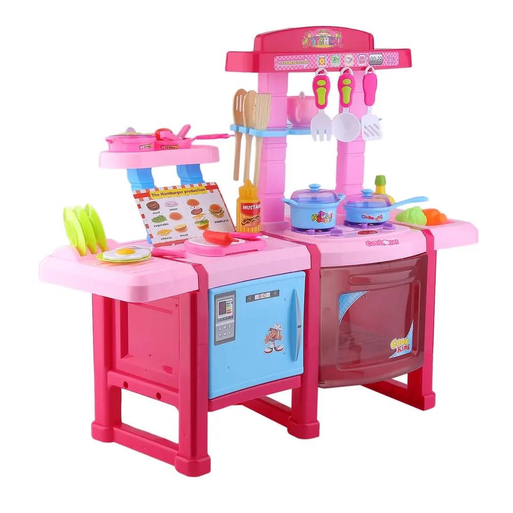 

Kitchen Cooking Simulation Model Children's Educational Play Toy Multi-Functional Kitchen Play Set With Music Light