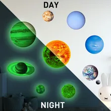 10 Uds., pegatinas de pared DIY de planetas, Sistema Solar luminoso de PVC, pegatinas de pared que brillan en la oscuridad, decoración del hogar para habitación de los Niños #5