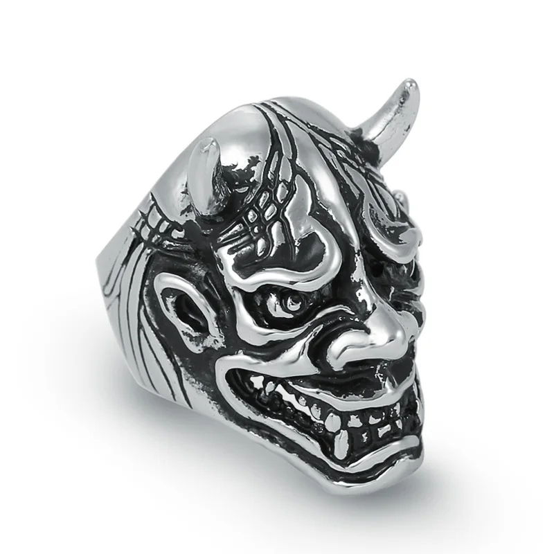 

Men's Stainless Steel Biker Rings Gothic Punk Biker Halloween Devil Mask Ring Cool Fashion Male Jewelry Party Birthday Gift