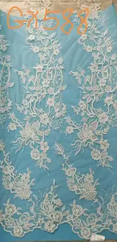 

High Quality African sequin Cord Lace Fabric frence tulle Lace For dress Wedding 5yd/lot