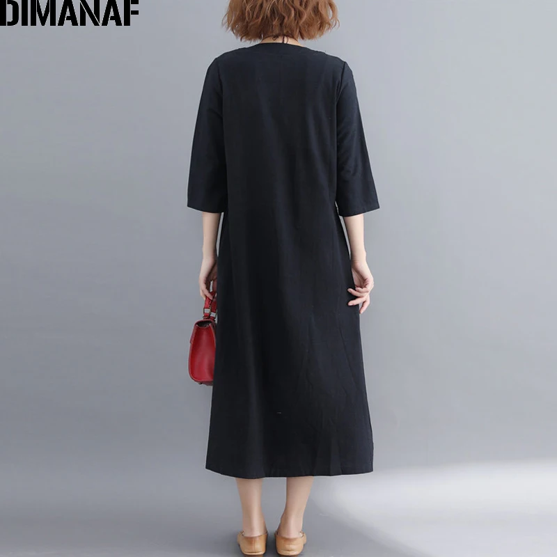 DIMANAF женские длинные платья элегантные винтажные размера плюс для женщин и