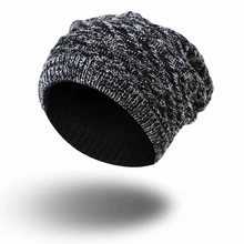 2 стороны можно носить вязаная зимняя вязаная шапка для женщин и мужчин колпачок зимние шапки вязаная шапка с черепом не сужающийся книзу теплый Skullies H016-black