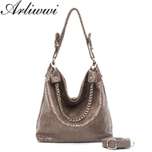 Arliwwi высокое качество из искусственной кожи Блестящий Змеиный узор женские многофункциональные сумки на плечо 4 цвета дизайнерские сумки-мессенджеры