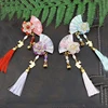 1 pc Vintage Fan Cherry Blossom Tassel Hair Clips Hairpin Hanfu Chinese Traditional Headdress Handmade Fan Cherry Blossom Tassel Hair Clips