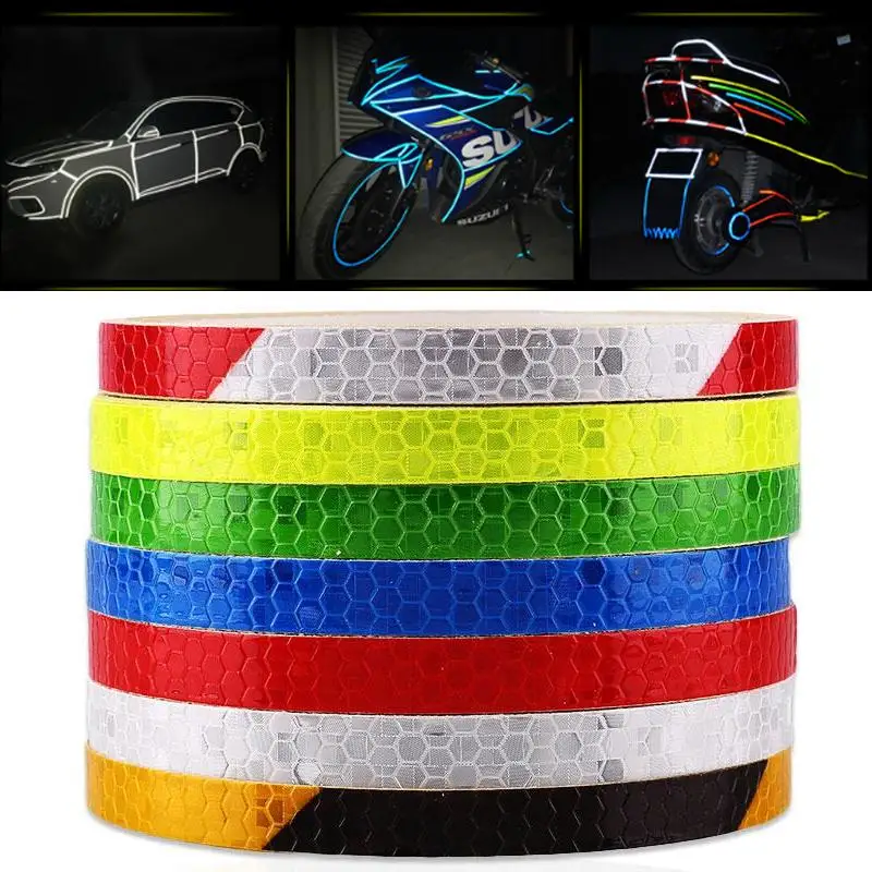 DIY Bicycle Reflective Sticker 8m Safety Warning Tape Glow Night Self
