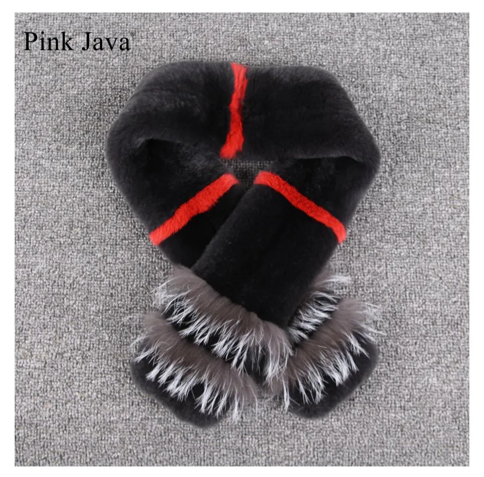 PINK JAVA QC1856 new arrival real rex rabbit fur scarf women winter warm scarves neck scarf genuine silver fox high quality