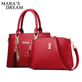 

Mara's Dream 2018 Women Bags Set 2 Pcs PU Leather Bag Women Large Tote Shoulder Bag Bag Sac a Main Bag