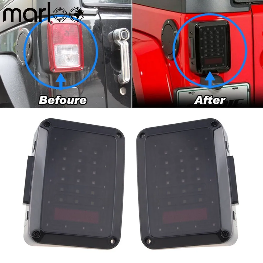 

Marloo Smoked / Clear Lens Led Tail Light Assembly for 07-17 Jeep Wrangler JK & Wrangler Unlimited