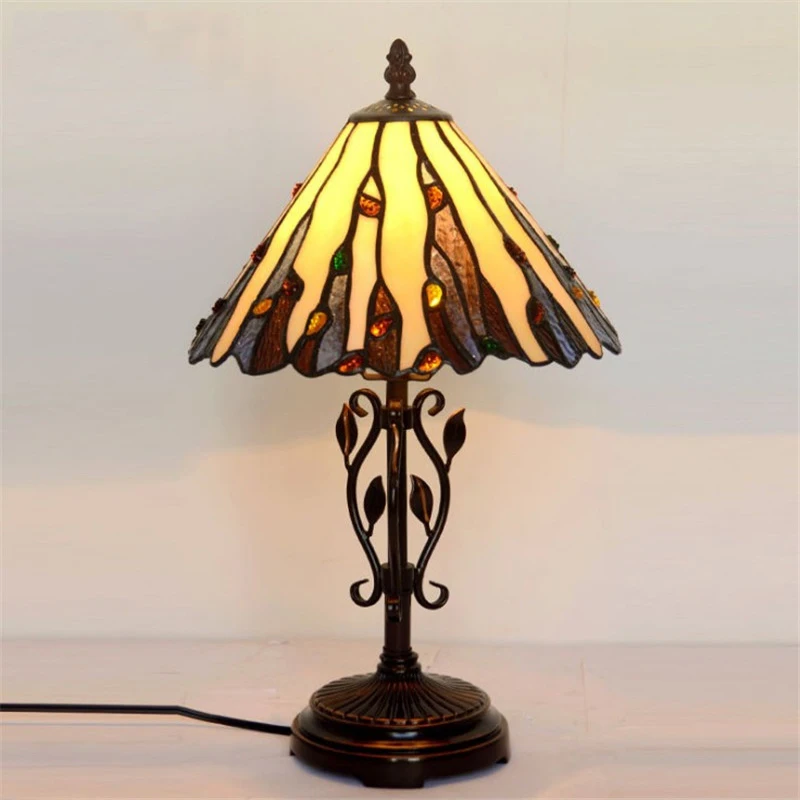 European Style Antique Simple Glass Bedside Table Lamp,Baroque Mission Large Desk Bed Decorative