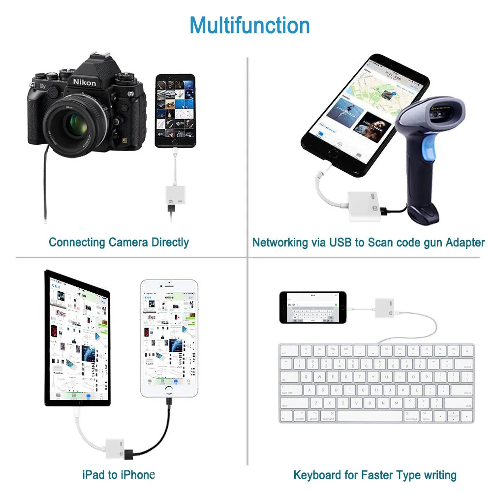 4 в 1 SD TF кард-ридер комплекты подключения OTG адаптер для Lightning к USB 3 камера ридер для iPhone Xs X 8 8pls для iPad