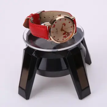 

360 Degrees Rotating Display Watch Turntable Watch Jewelry Rotation Holder Jewelry Box with LED Light Stand