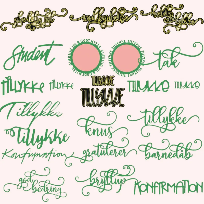 

2019 Invitation Danish Phrase Metal Cutting Dies Stencils For DIY Scrapbooking Decoration Embossing Supplier Cards Craft Die Cut