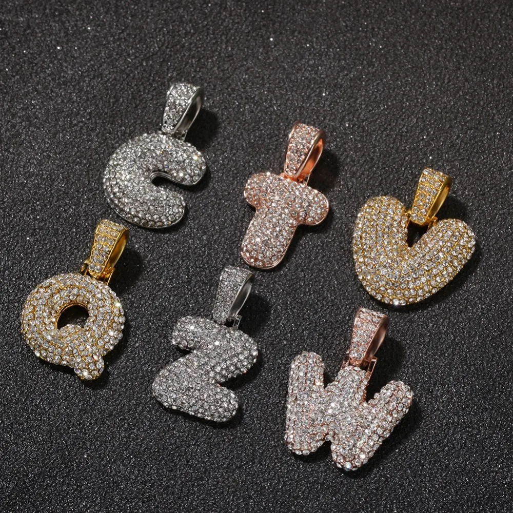 UWIN Custom Bubble буквы имя кулон Iced out Золото Серебро RoseGold горный хрусталь хип-хоп ожерелья ювелирные изделия подарок Прямая доставка