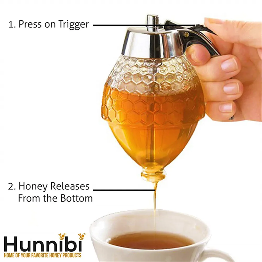 Honey Syrup Dispenser Dripless Glass Pot Vintage Container
