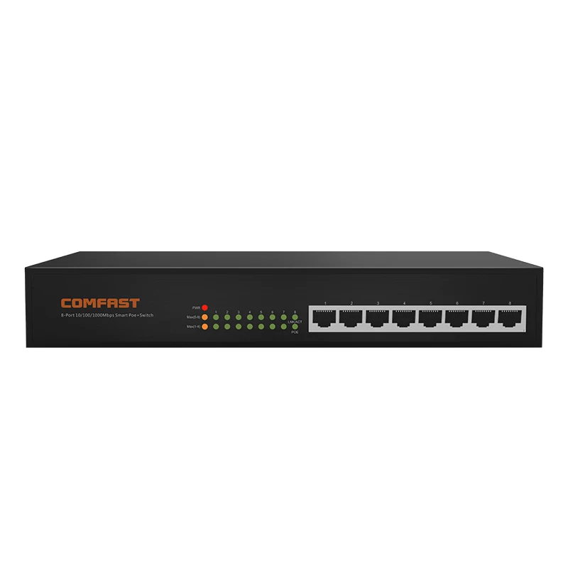 

10 Port Gigabit PoE Switch 802.af/at 10/100/1000Mbps Ethernet Enterprise level 48v poe switch for IP Cam Wireless AP wifi router