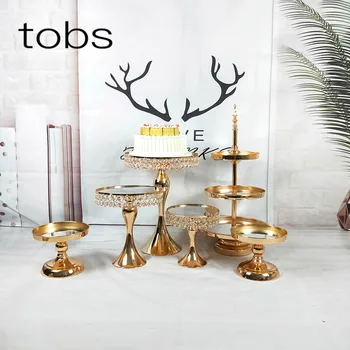 

Bread Display Crystal Decorating Supply Tool Holder Plate Rack 3 Tier Handle Metal Mirror Set Cake Pop Stand