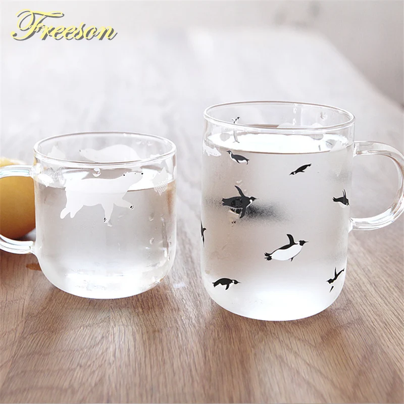 Милый белый медведь Пингвин стеклянная кофейная кружка креативная пивная кружка термостойкая стеклянная чайная чашка японская кофейная чашка Zakka Новинка