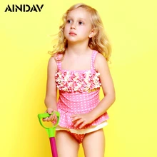 Г. Купальный костюм для девочек, Цельный купальник, бикини, милый детский купальник в горошек с цветочным рисунком, купальные костюмы для девочек, платье купальный костюм для младенцев