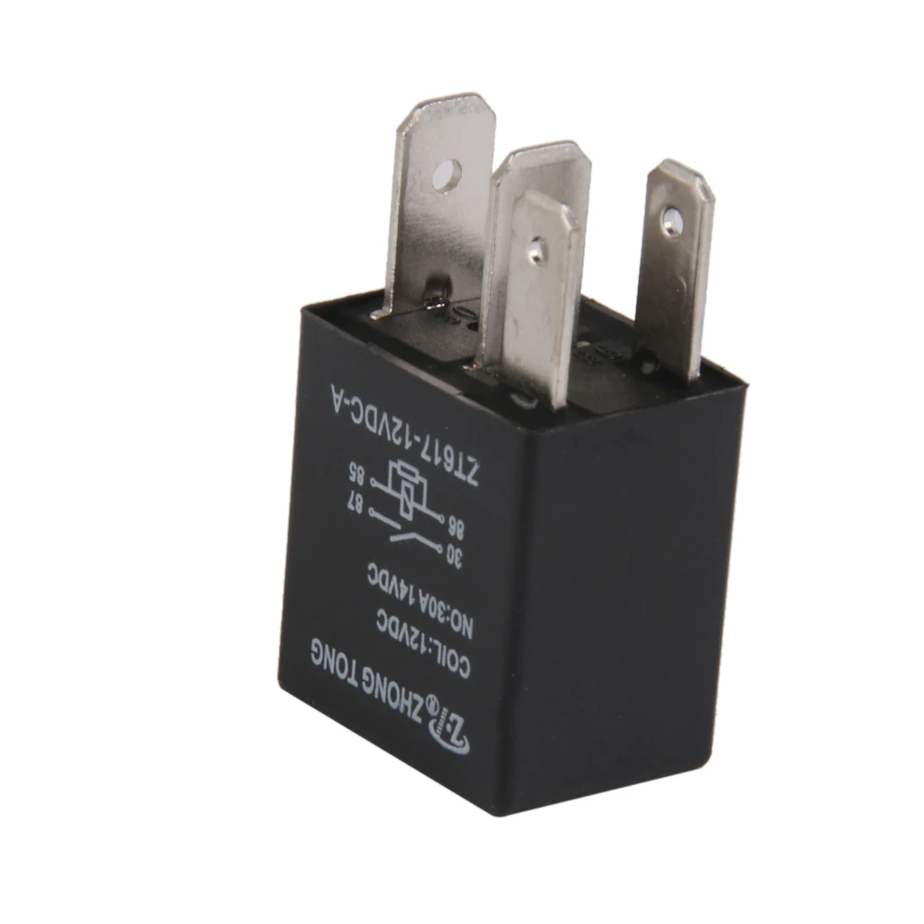 1 Pcs DC 12V 30A 4 Pins SPST Electronic Relay Car Boat Relay For Automobile Control/Alarm/Horn/Headlight Etc 2.0x1.5x3.5cm