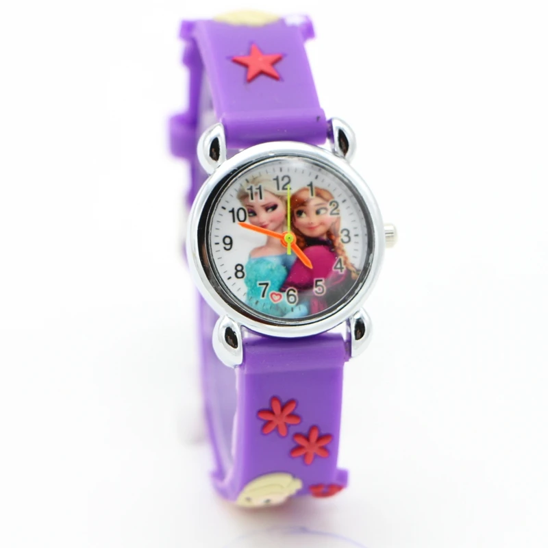 Relojes Mujer Infantil Reloj Снежная королева принцесса Эльза Анна мультфильм часы 3D Детские кварцевые наручные часы