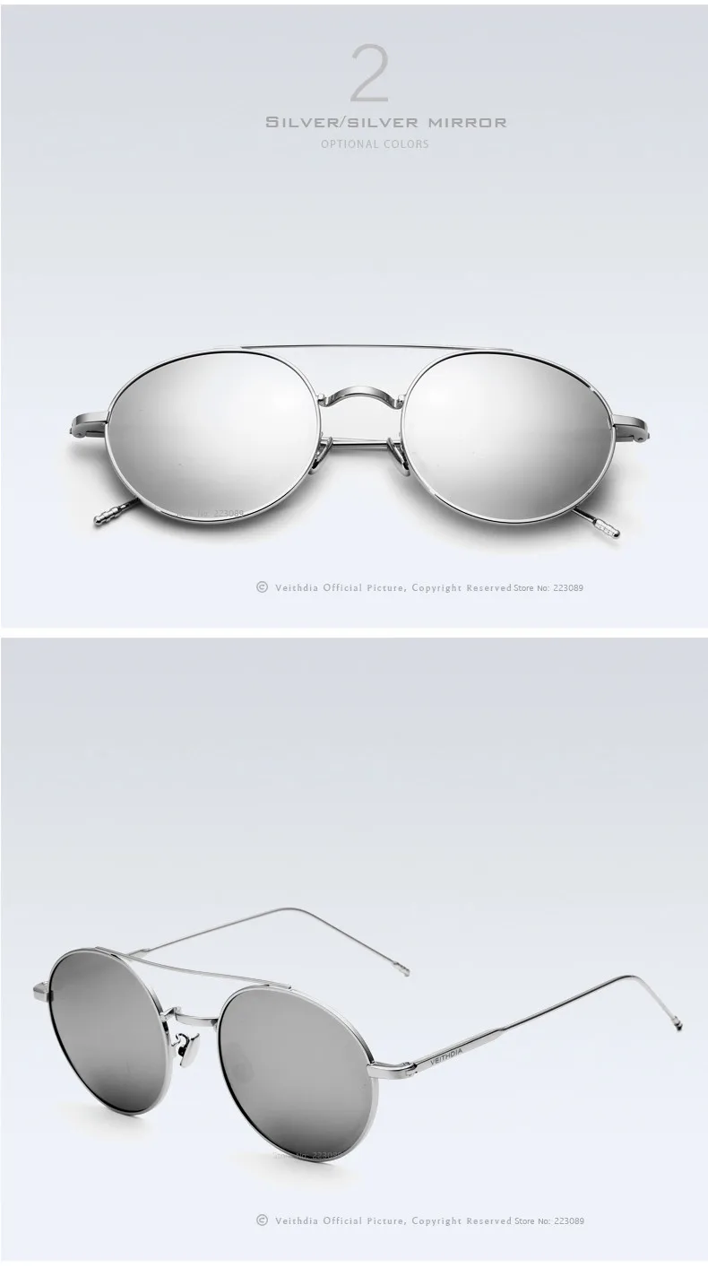 Бренд VEITHDIA, унисекс, модные солнцезащитные очки, поляризационное покрытие, зеркальные классические солнцезащитные очки, круглые мужские очки для мужчин/женщин 3617