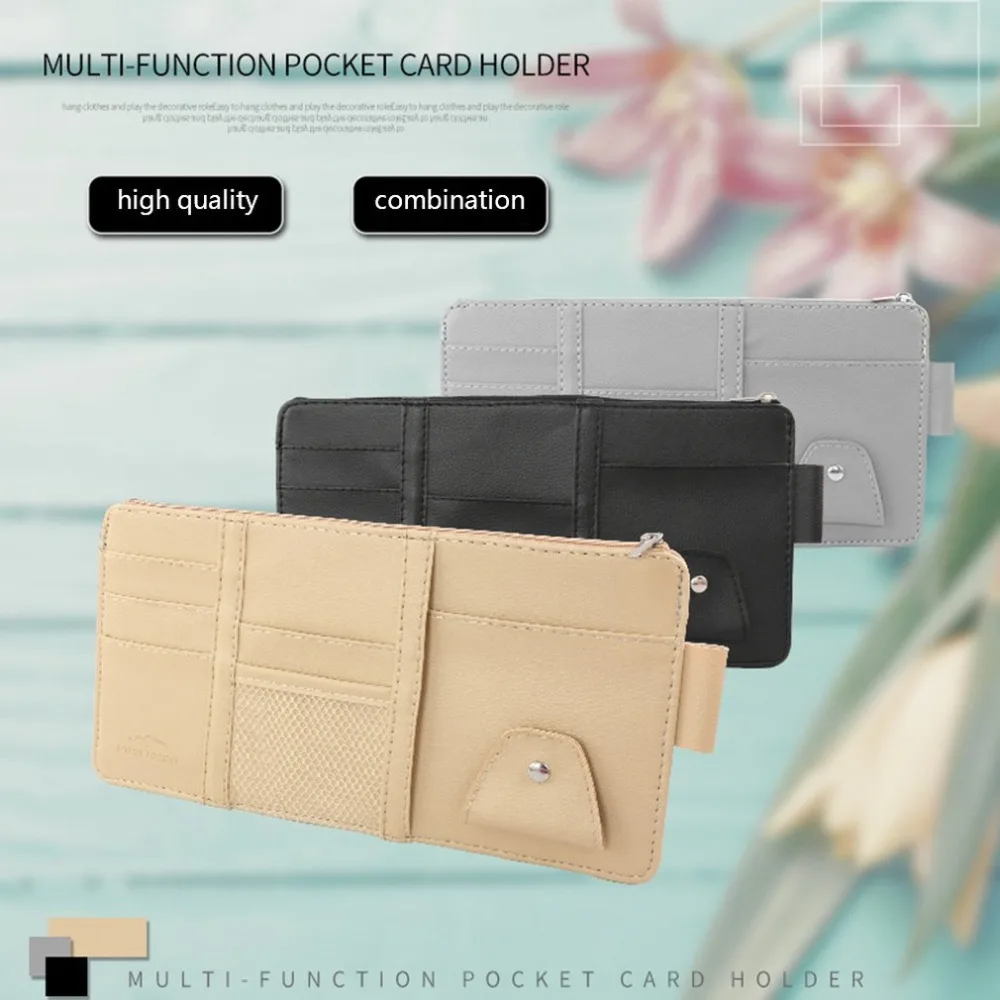 

Multi-functional Car Glasses Clip Sun Visor CD Storage Box PU Holder Clip Business Card Holder