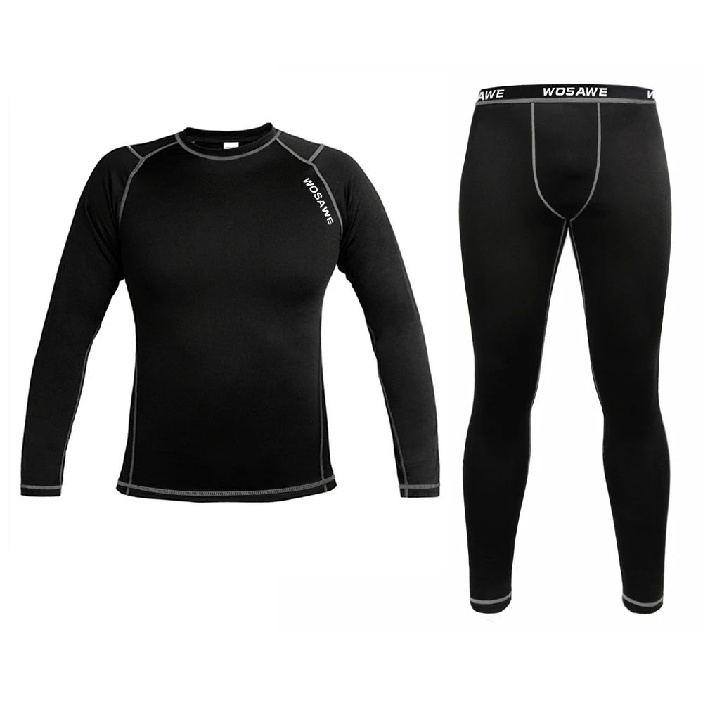 

WOSAWE Mens Thermal underwear long johns Compression Base Layer Sport Cycling Bicycle bike Under Wear Long Sleeve Shirt