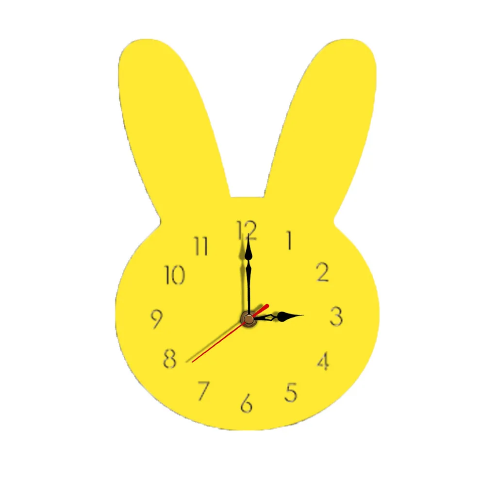Настенные часы в скандинавском стиле с кроликом, деревянные цифровые настенные часы, декор для гостиной, креативный Декор для гостиной, Новое поступление, 7. APR.24 - Цвет: Yellow