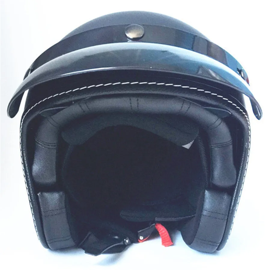 Мотоциклетный полушлем Cruiser 3/4 с открытым лицом, скутер, винтажный, в горошек+ козырьки+ внутренняя темная линза, Мате, черный, XS, s, m, l, xl
