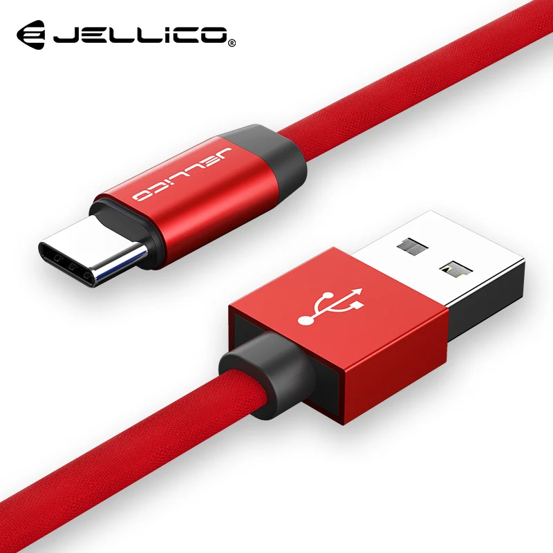 Jellico usb type C кабель для samsung S10 S9 huawei P30 Pro Быстрая зарядка type-C мобильный телефон зарядный провод USB C кабель для Xiaomi - Цвет: Red