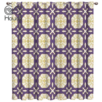 

COCOHouse Ethnic Retro Purple Geometic Pattern Bohemia Window Treatments Curtains Valance Window Curtains Dark Outdoor Kitchen
