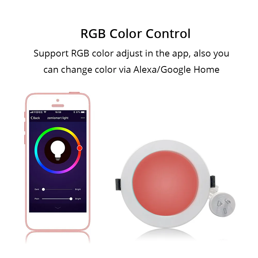 Zemismart AU Тип 4 дюймов WiFi потолочный светодиодный светильник RGBW 10 Вт Голосовое управление от Alexa Echo Google Home Assistant домашней автоматизации IFTTT