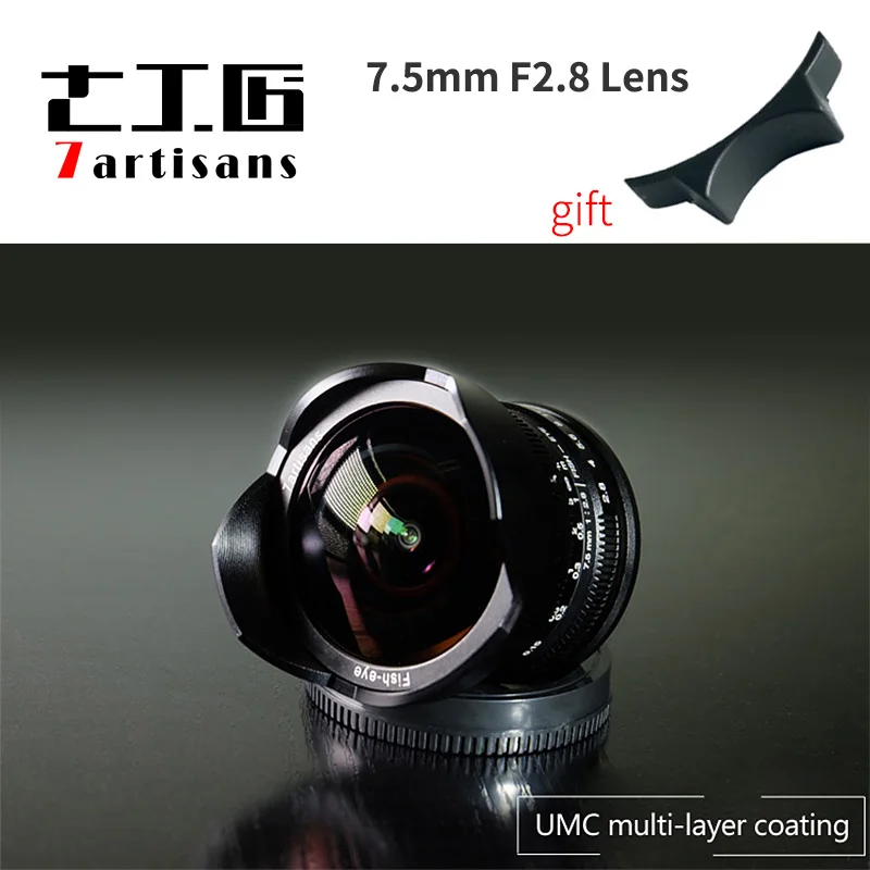 

7artisans 7.5mm F2.8 Fish-eye Wide-angle lens for micro Single Series cameras E Mount or Micro 4/3 or canon M or fiji-XF mount