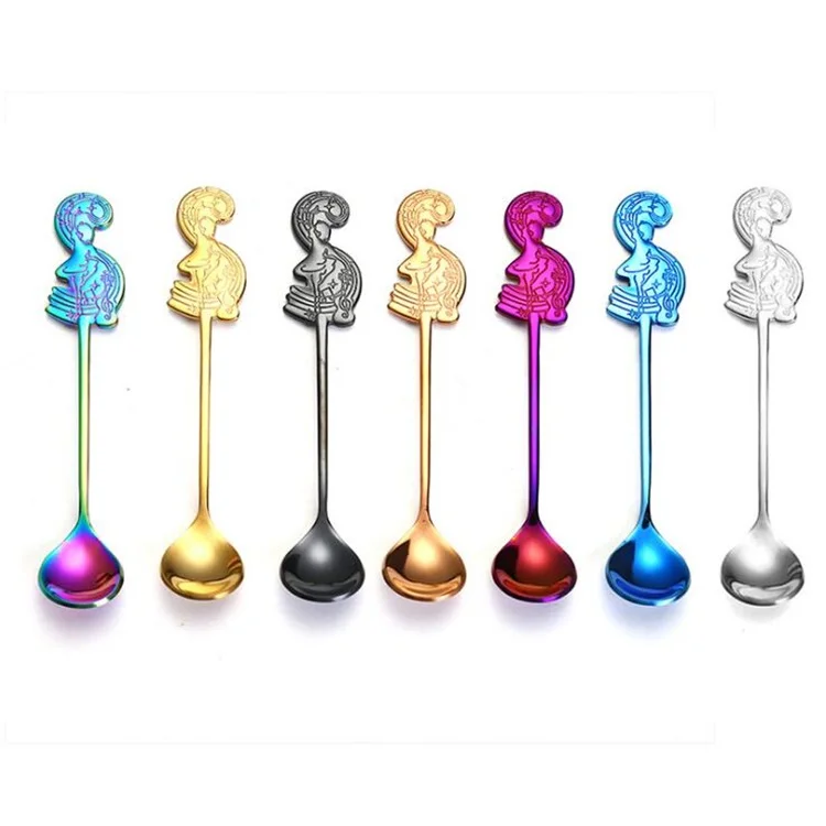mix color Ложки из нержавеющей стали для нот, многофункциональная ложка для мороженого, кофейная ложка, десертная ложка, инструменты для кухни дома - Цвет: mix color