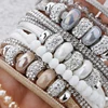 ALLYES – Bracelets en cuir et perles en céramique pour femmes, Style rétro Boho, cristal, large, multicouche, bijoux féminins ► Photo 3/6