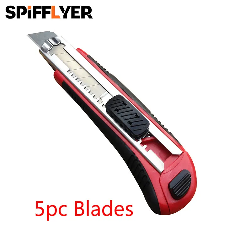 

9mm/18mm Heavy Duty Utility Knife Art Knife Stationery Knife High Carbon Steel for Office Paper Cutter Including 5pc Blades